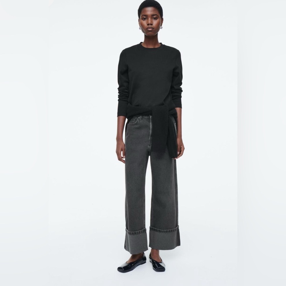 “COS”WASH FACADE wash out black baggie straight legs jeans size 29